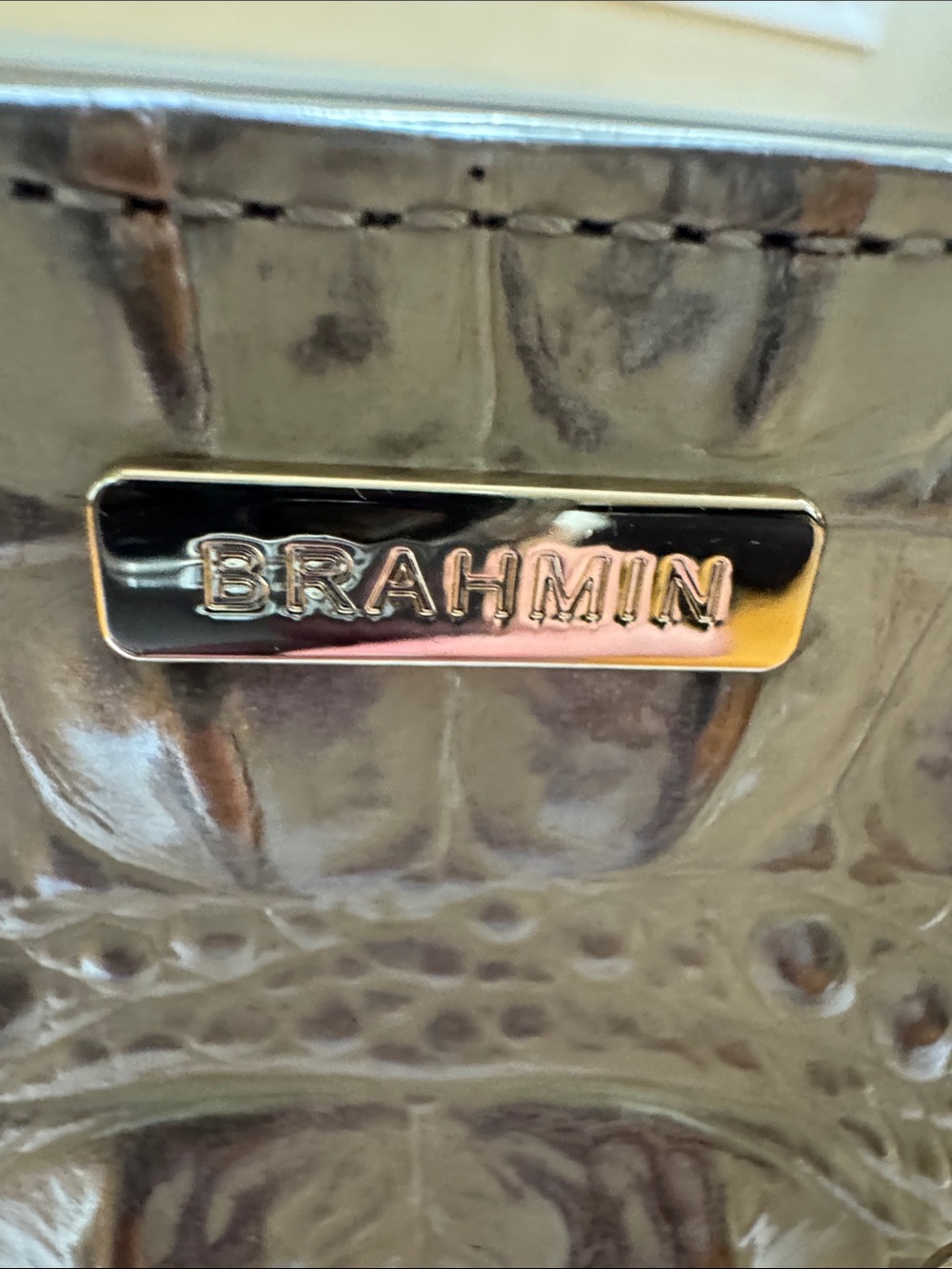 Brahmin Neutral Croc-Embossed Gold-Trim Crossbody. Excellent condition. - Picture 2 of 6